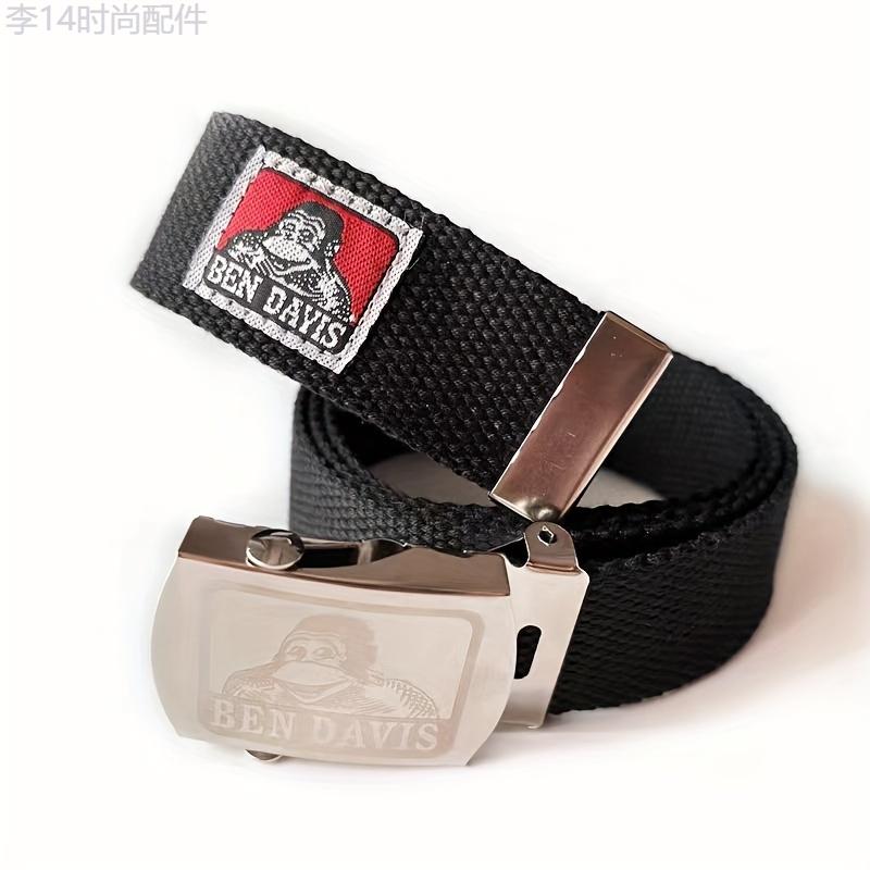 1pc Retro-Style Canvas Belt for Men - Automatic Buckle, Trendy Denim, Gorilla Men Theme, Perfect for Holiday Party Gifts, Casual Daily Wear, and Outdoor Activities