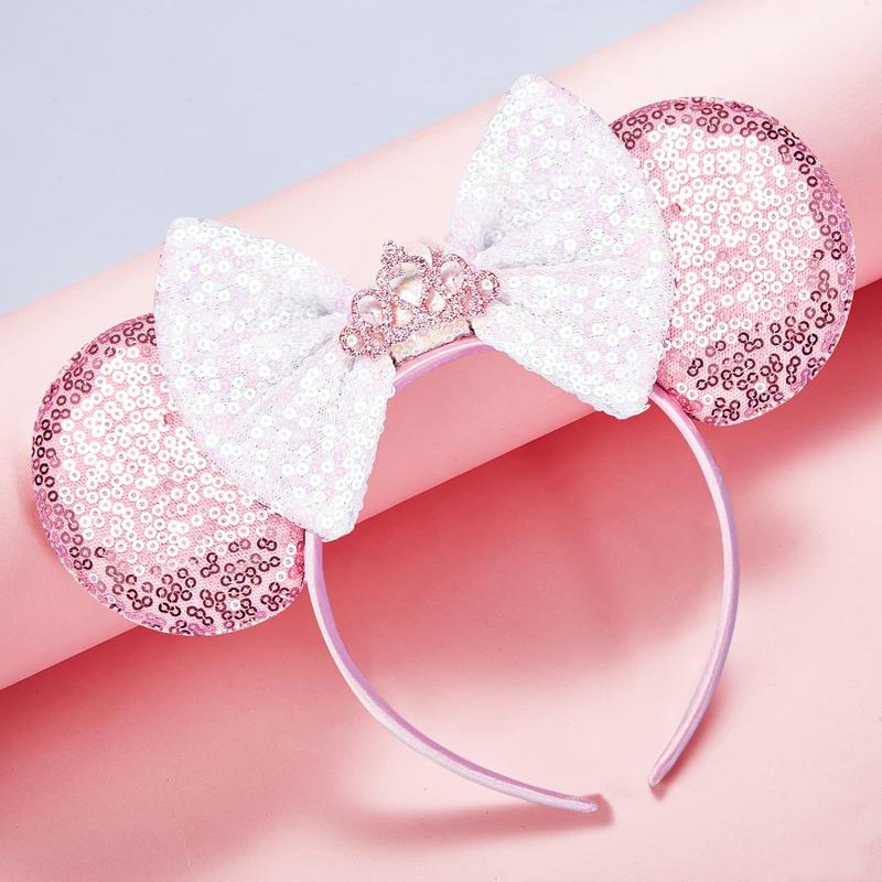 Mouse Ears, Sequin Mouse Ears Headband for Girls Women (pink Crown)