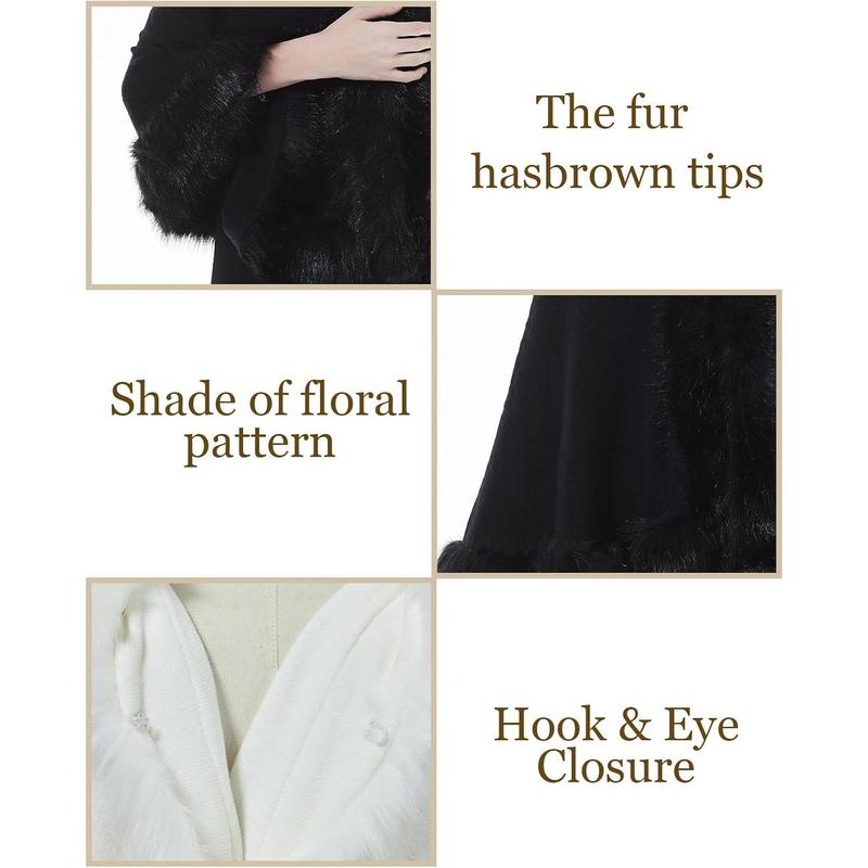 Faux Fur Shawl Wrap Stole Shrug Bridal Winter Wedding with Hook