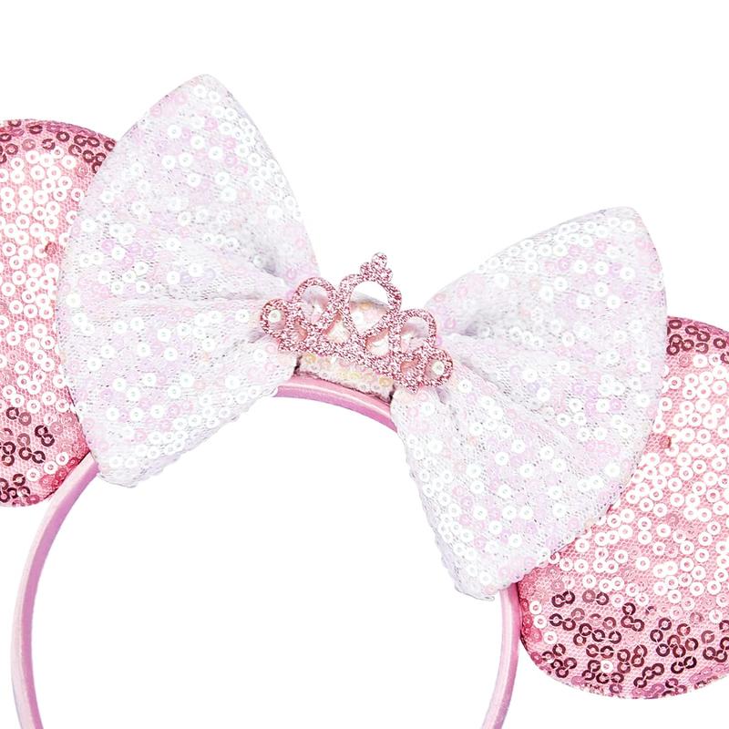 Mouse Ears, Sequin Mouse Ears Headband for Girls Women (pink Crown)