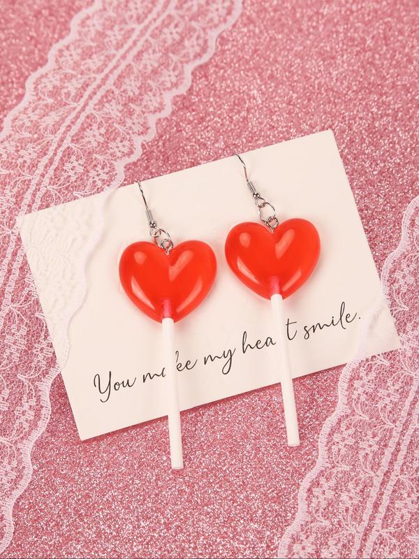 Heart Shaped Dangle Earrings (1 Pair), Candy Color Drop Earrings for Women for Party, Daily Clothing Decor, Trendy All-match & Exquisite Jewelry for Birthday Gift