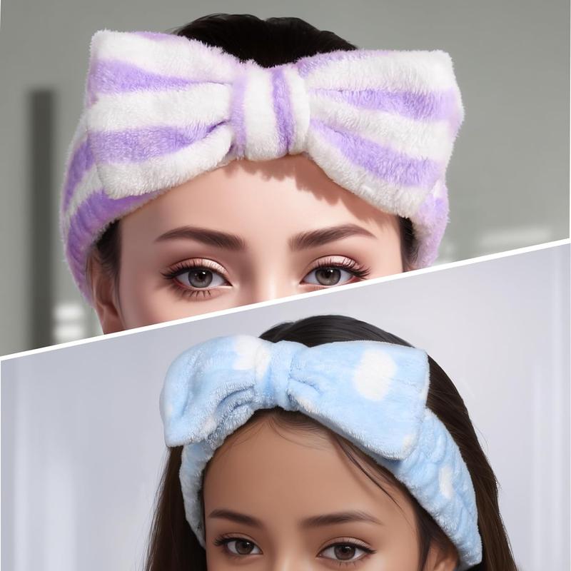 Hairband, 5s Makeup Headband with Removable Bow, Spa Headband for Washing Face, Makeup, Shower, Microfiber Headband for  Women Gift