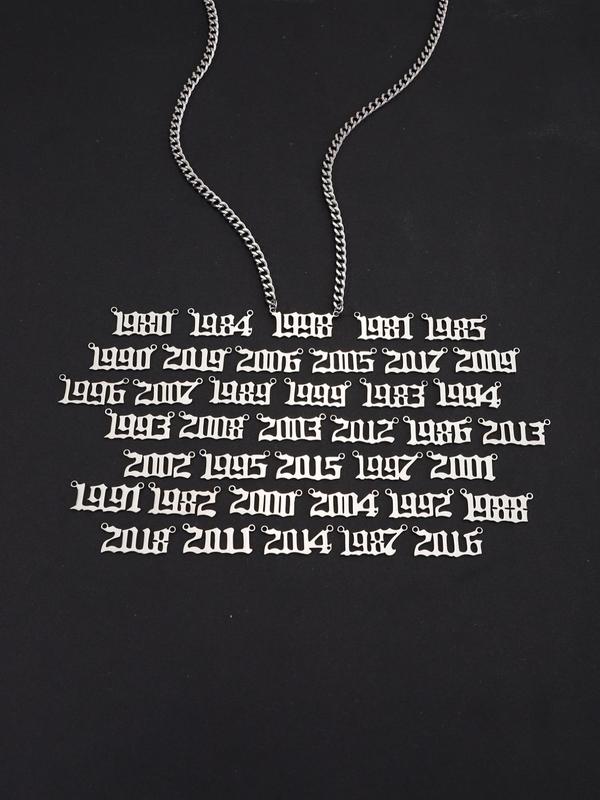 Street Trend Birthday Year Number Design Pendant Necklace for Men,  Stainless Steel Chunky Chain Necklace, Hip Hop Accessories for Party, Daily Clothing Decor