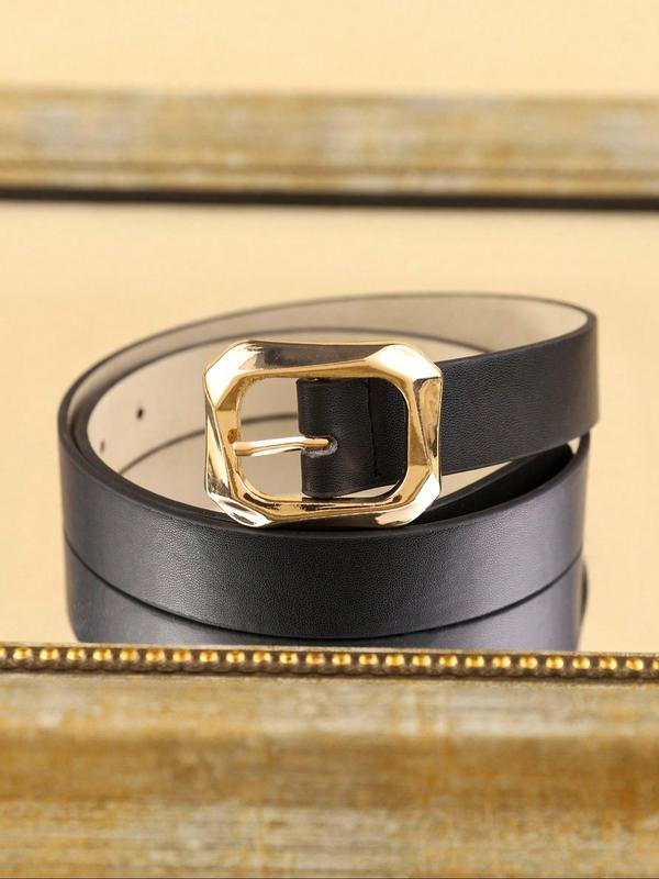 Women's Fashionable Solid Color PU Leather Belt, Casual Waistband for Jeans, Fashion Belt for Party, Daily Clothing Decor, Trendy All-match & Exquisite Belt for Birthday Gift