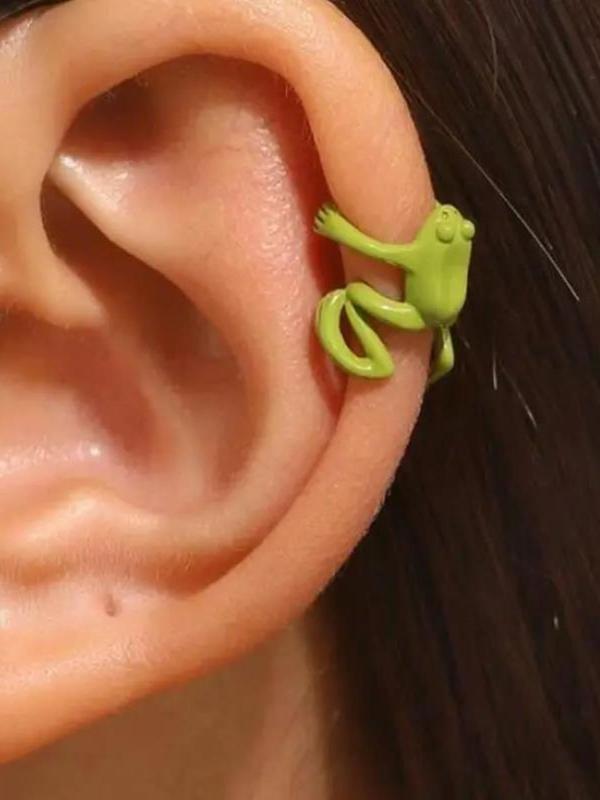 Cute Cartoon Frog Design Ear Cuff, Fashionable Jewelry for Women & Men, Trendy All-match & Exquisite Jewelry for Birthday Gift