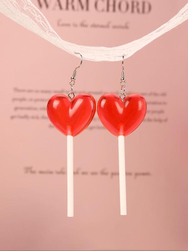 Heart Shaped Dangle Earrings (1 Pair), Candy Color Drop Earrings for Women for Party, Daily Clothing Decor, Trendy All-match & Exquisite Jewelry for Birthday Gift