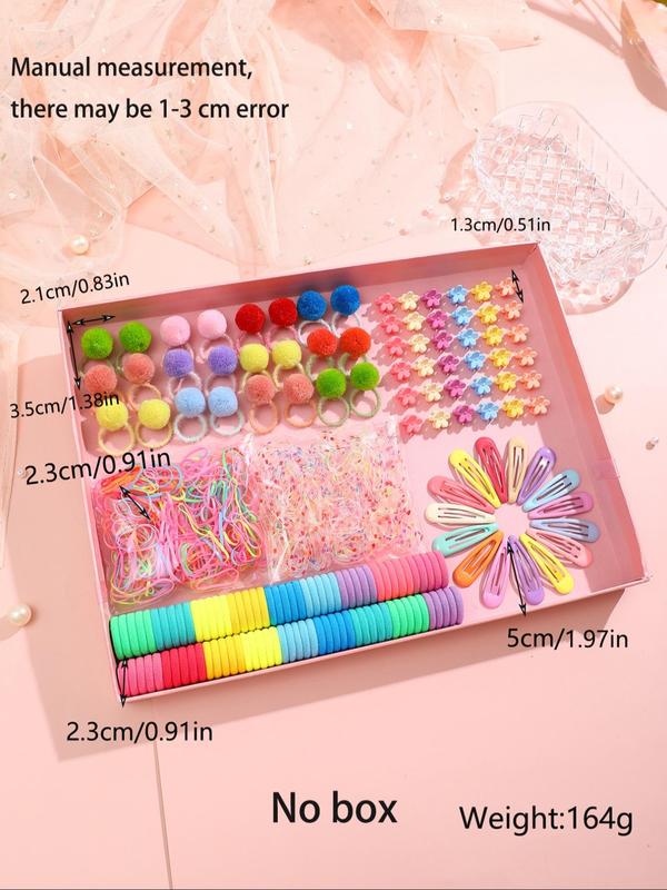 Random Color Hair Accessory Sets without Box, Cute Colorful Hair Ties & Hair Clips & Hair Claws, Fashionable Hair Accessories for Women & Girls