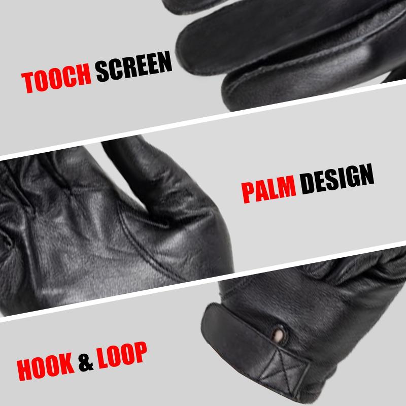 Warm Men's Leather Gloves With Smartphone Touchscreen Capability for Winter