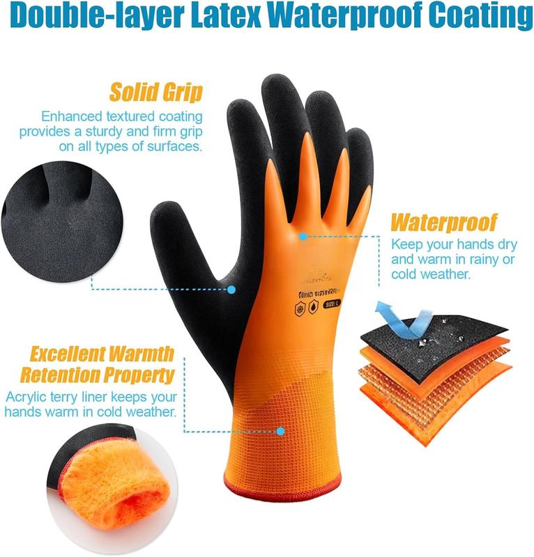 Winter Waterproof Gloves for Men and Women, Work Gloves for Cold Weather, Thermal Insulated Freezer Gloves