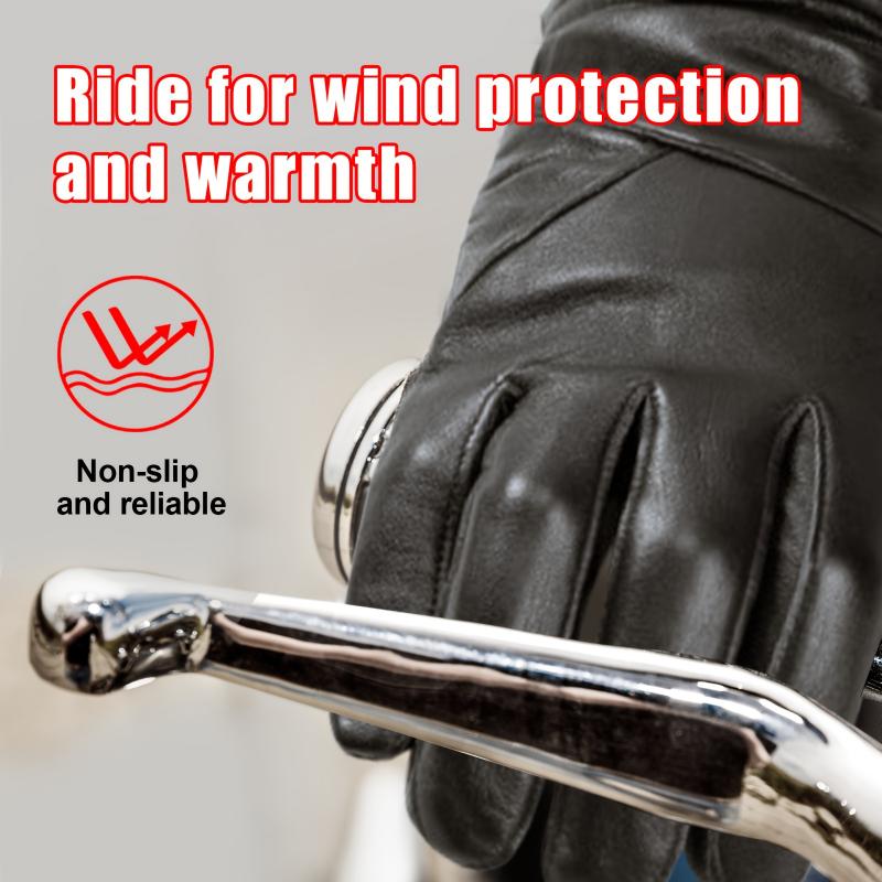 Warm Men's Leather Gloves With Smartphone Touchscreen Capability for Winter