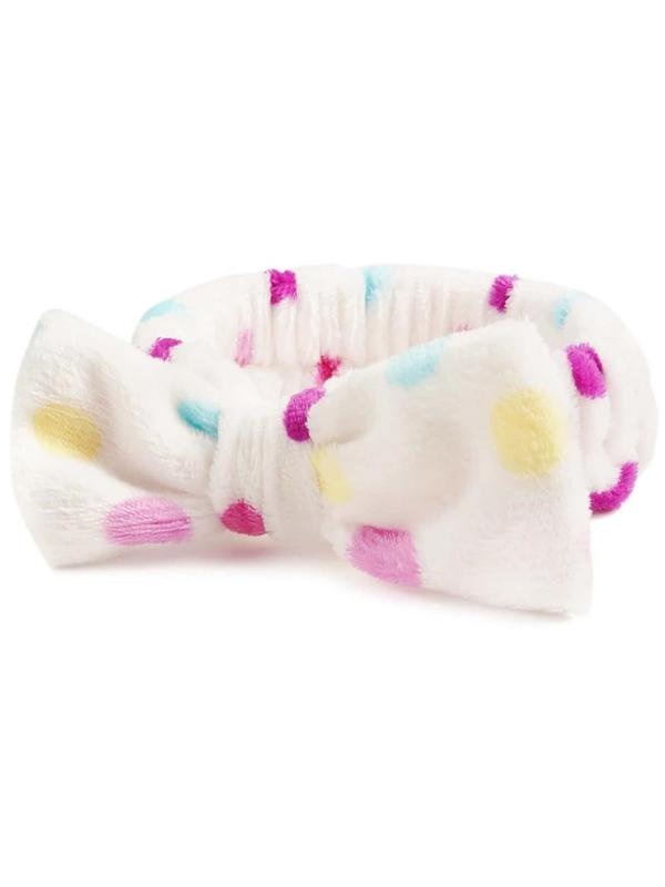 Cute Polka Dot Print Bowknot Headband, Soft Plush Hair Band, Hair Accessories For Women & Girls