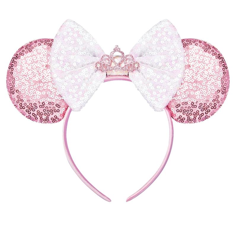 Mouse Ears, Sequin Mouse Ears Headband for Girls Women (pink Crown)