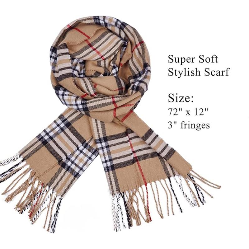 Scarf For Men Women Cashmere Neck Scarf Plaid Winter Scarf Fall Softest Classic Warm