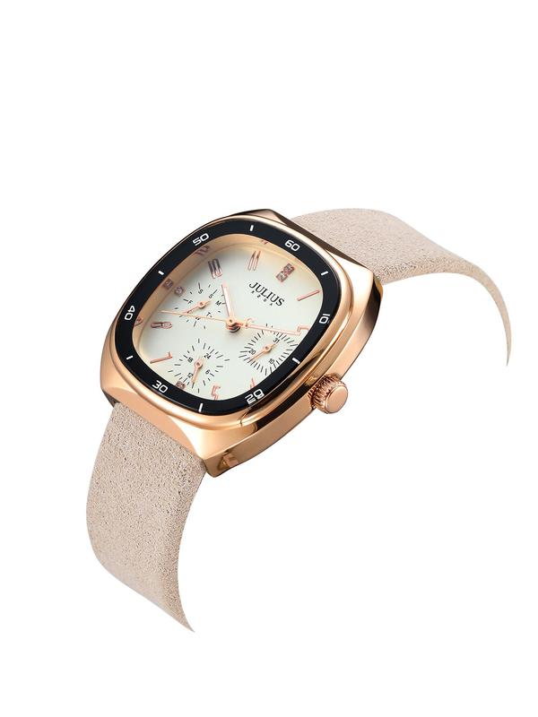 Women's Fashion Square Dial Quartz Watch, Casual Trendy Leather Strap Wristwatch, Waterproof Watch for Women As Gift with Box