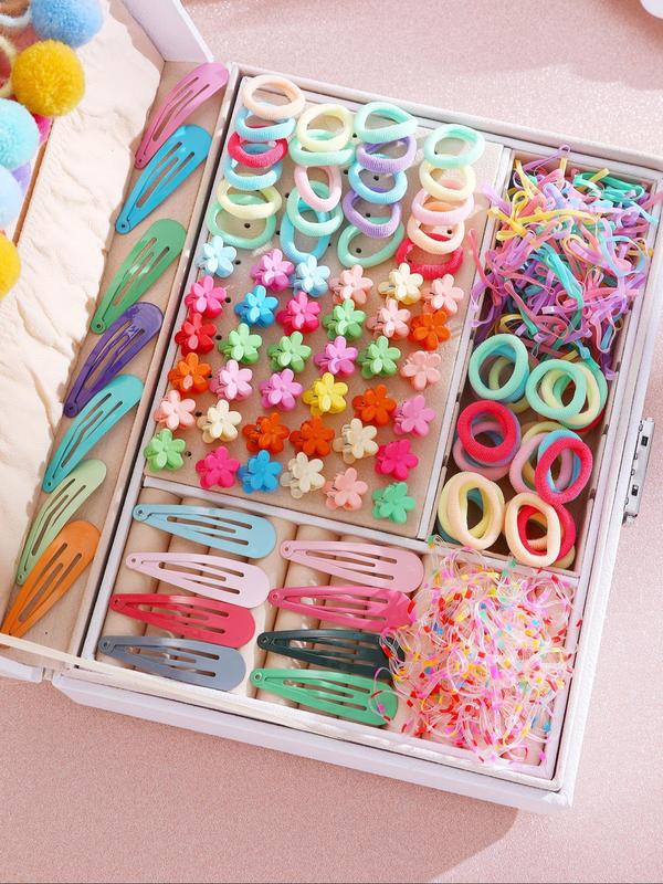 Random Color Hair Accessory Sets without Box, Cute Colorful Hair Ties & Hair Clips & Hair Claws, Fashionable Hair Accessories for Women & Girls