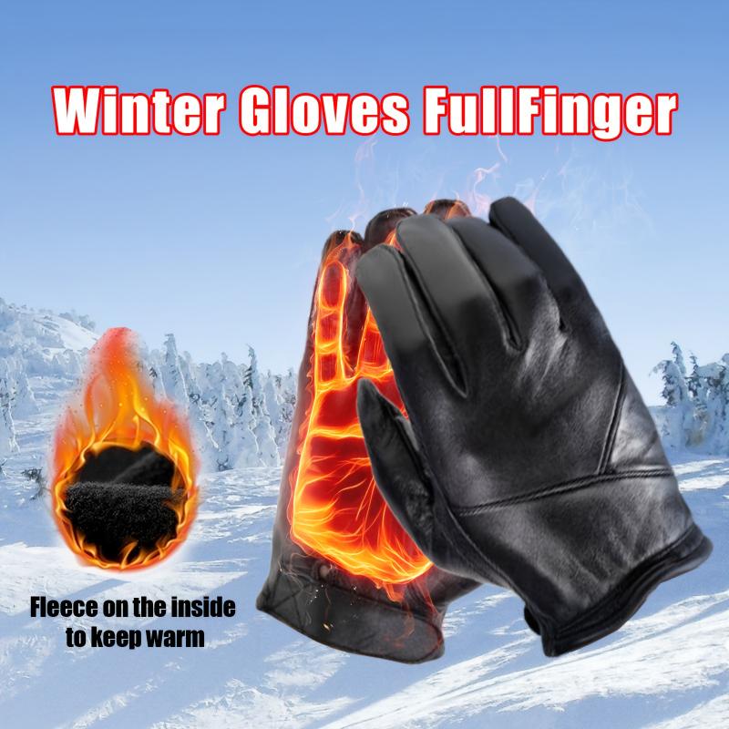 Warm Men's Leather Gloves With Smartphone Touchscreen Capability for Winter