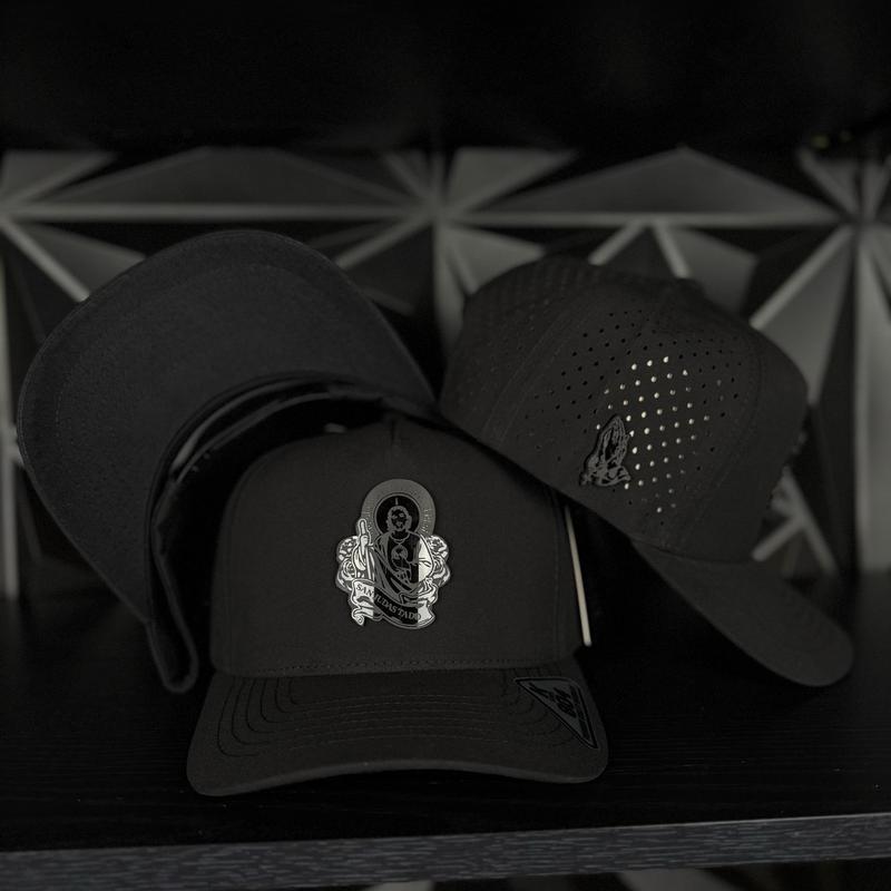 San judas black plate SnapBack hat-black hydro