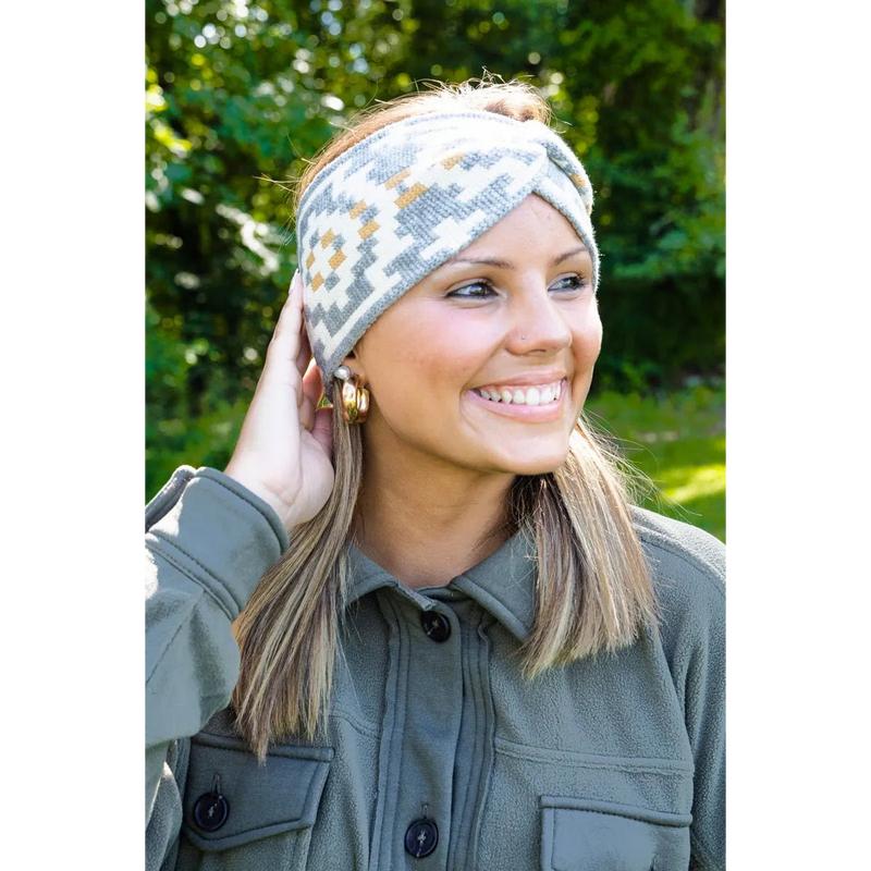 L.I.B. New York Moab Valley Knit Headwrap in Gray