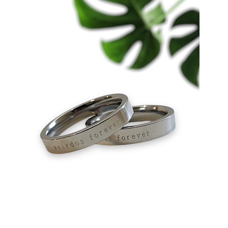 Perfectly Imperfect Weirdos Forever Laser Etched Stainless Steel Simple ring band