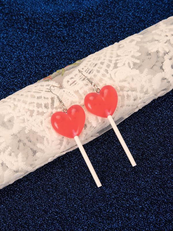 Heart Shaped Dangle Earrings (1 Pair), Candy Color Drop Earrings for Women for Party, Daily Clothing Decor, Trendy All-match & Exquisite Jewelry for Birthday Gift