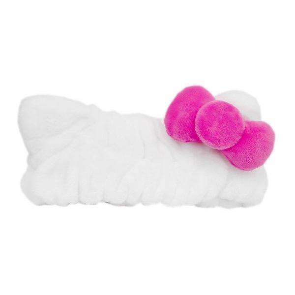 HELLO PLUSH SPA HEADBAND WITH HOT PINK SIGNATURE BOW