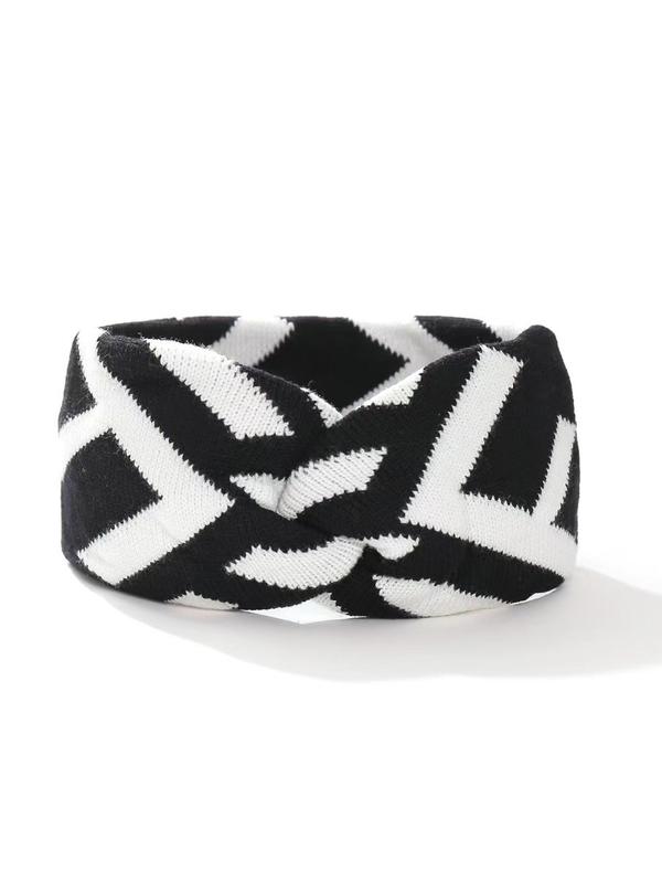 Women's Elegant Striped Pattern Hair Band, Retro Fashion Wide Edge Hair Band, Fashionable Hair Accessories for Women & Girls