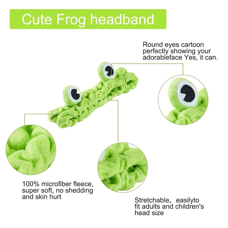 Green Frog Eye Elastic Headband - Versatile for Spa, Skincare, Makeup, Face Wash, Fun Gift for Women (1 Pack)