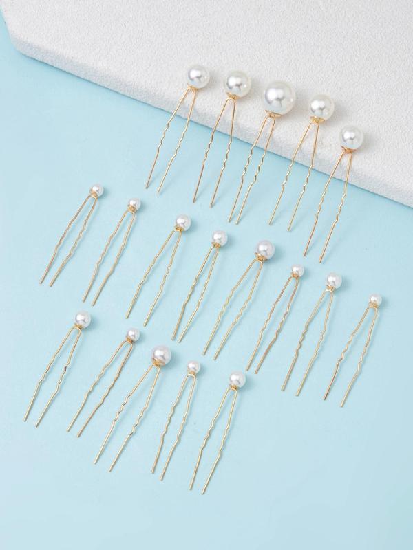 18pcs Faux Pearl Decorated Hair Pin, Elegant Wedding Hair Accessories for Bridesmaid, Bridal Headwear Jewelry