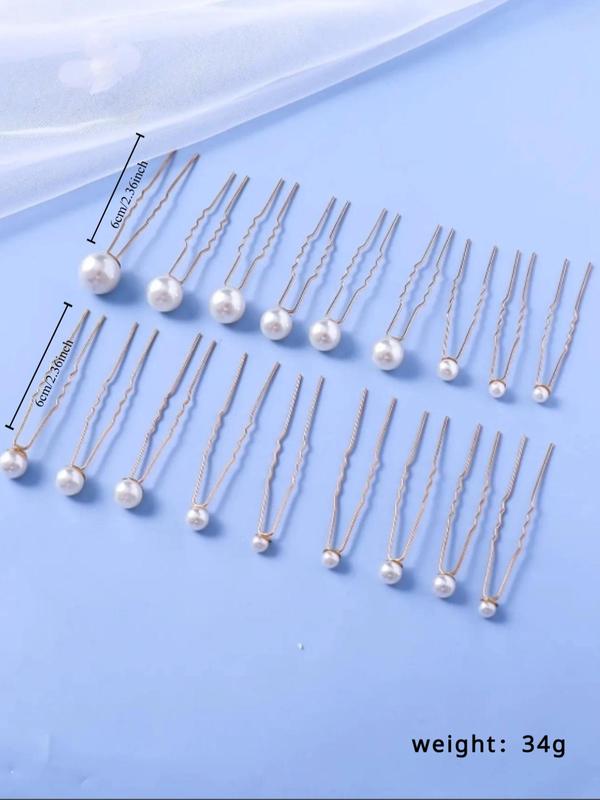 18pcs Faux Pearl Decorated Hair Pin, Elegant Wedding Hair Accessories for Bridesmaid, Bridal Headwear Jewelry