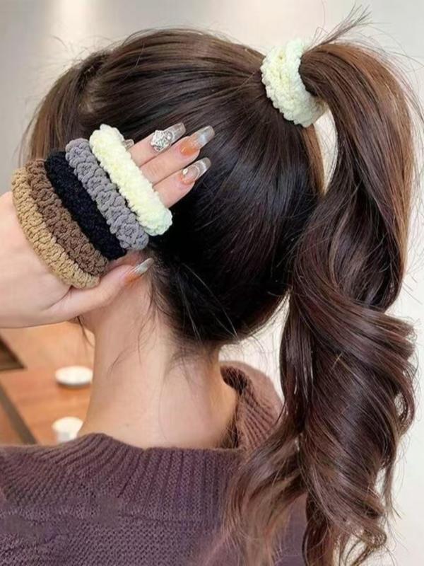 Solid Color High Elastic Hair Tie, Casual Simple Hair Accessories for Women & Girls, Minimalist Headwear Suitable for Thick Hair