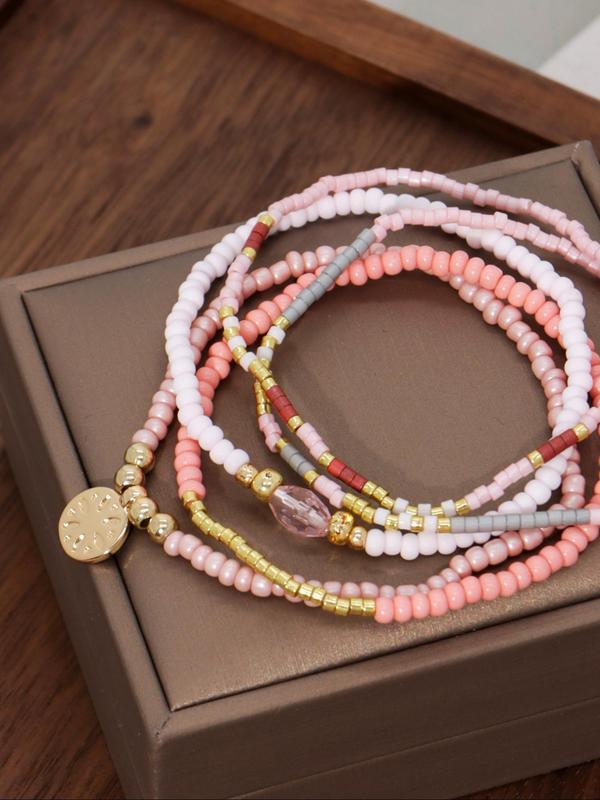 Mixed Color Beaded Bracelet, Fashionable Jewelry for Women & Girls, Casual All-match Accessories for Party, Daily Clothing Decor