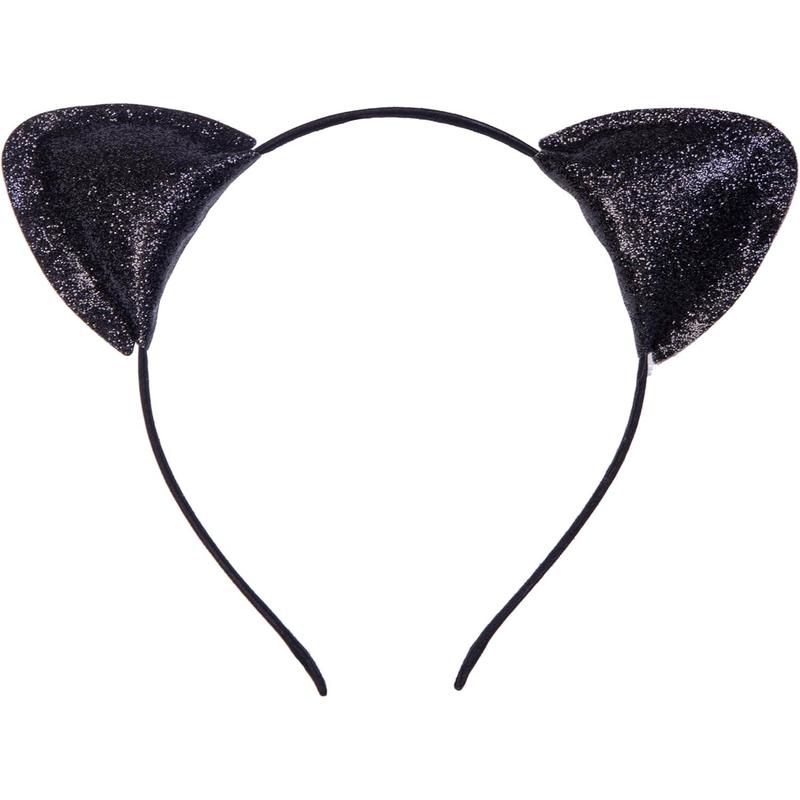 2 Pieces Black Cat Ears Headband, Sparkly Glitter Cute Cat Ear Hairband Accessories for Daily Wear,Party,Halloween Costume