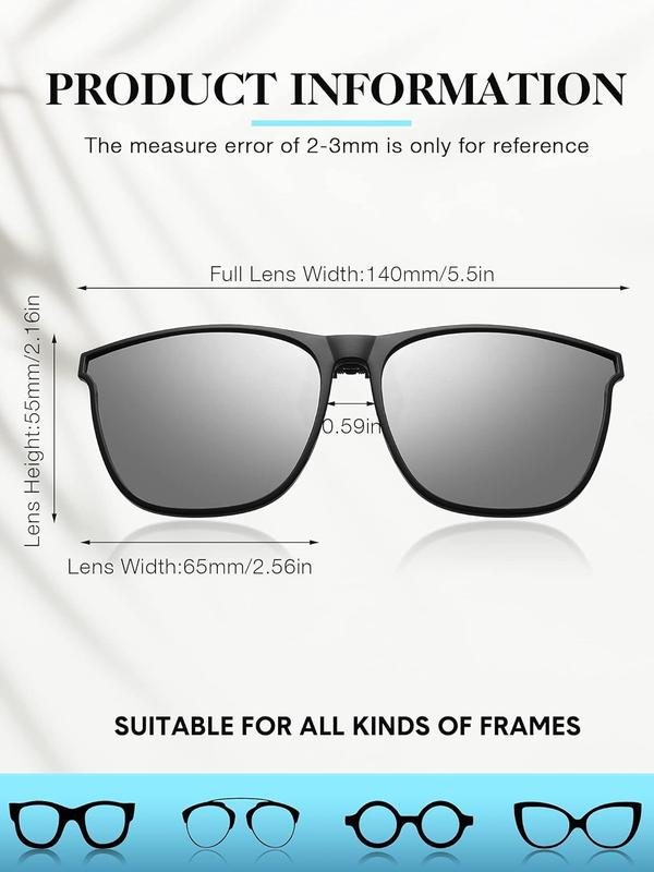 3 Pair Oversize Polarized Clip-on Sunglasses Large Anti-glare TR90 Frame Flip up Driving Glasses for Women Men