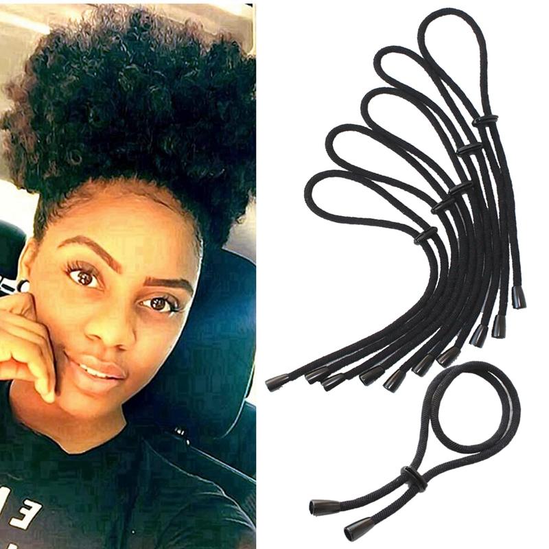 6PCS Natural Hair Ties for Short Kinky Curly Hair, Afro Puff Ponytail Tie Adjustable Length Hairband with No-Slip Design, Headband for Women with Thick, Braided, Natural Hair