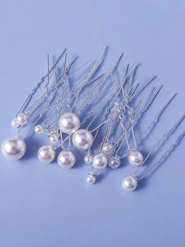 18pcs Faux Pearl Decorated Hair Pin, Elegant Wedding Hair Accessories for Bridesmaid, Bridal Headwear Jewelry