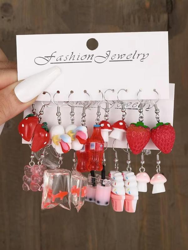 Cute Cartoon Food & Drink Design Dangle Earrings, Fashion Jewelry for Party, Daily Clothing Decor, Trendy All-match & Exquisite Jewelry for Birthday Gift