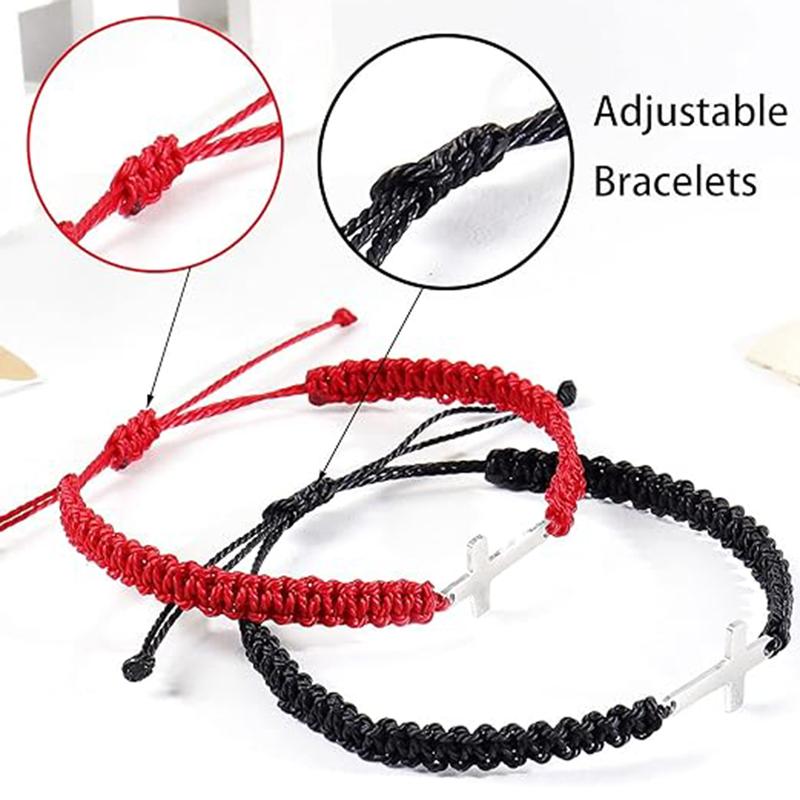 Sports Wristbands Cross Cord Bracelet for Male FemaleNylon Rope Christian Handmade Braided Bracelet Friendship Adjustable Cross String Bracelet Cross