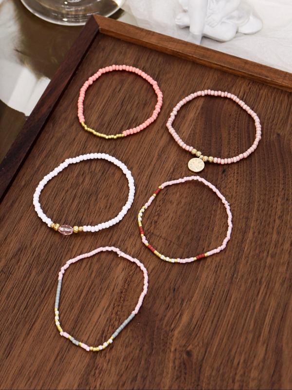 Mixed Color Beaded Bracelet, Fashionable Jewelry for Women & Girls, Casual All-match Accessories for Party, Daily Clothing Decor