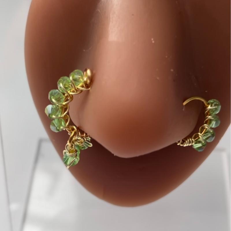 Nose Ring & Nose Cuff Set   Dangle Nose Cuff w  Hoop Nose Ring nose hoop beaded noserings