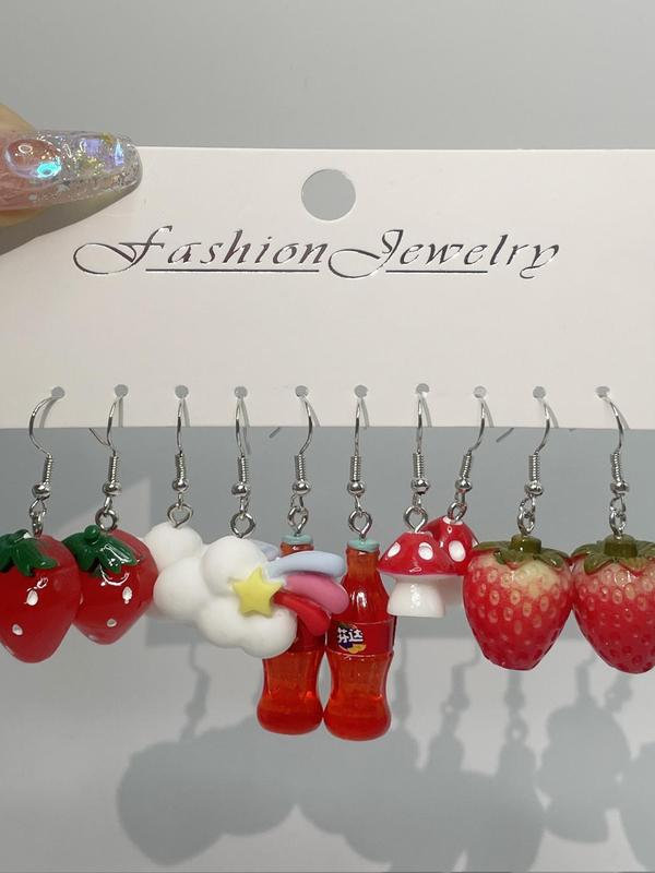 Cute Cartoon Food & Drink Design Dangle Earrings, Fashion Jewelry for Party, Daily Clothing Decor, Trendy All-match & Exquisite Jewelry for Birthday Gift