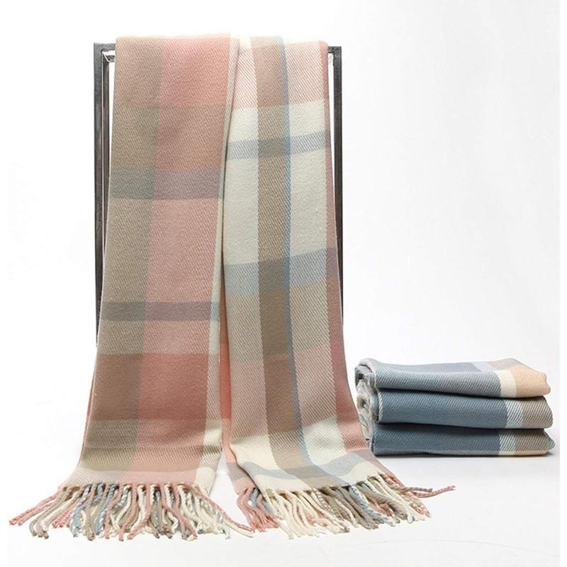 Women's Long Plaid Blanket Scarf Chunky Oversized Winter Fall Warm Scarf Big Tartan Scarves Wrap Shawl Ladies Gifts