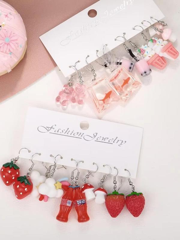 Cute Cartoon Food & Drink Design Dangle Earrings, Fashion Jewelry for Party, Daily Clothing Decor, Trendy All-match & Exquisite Jewelry for Birthday Gift