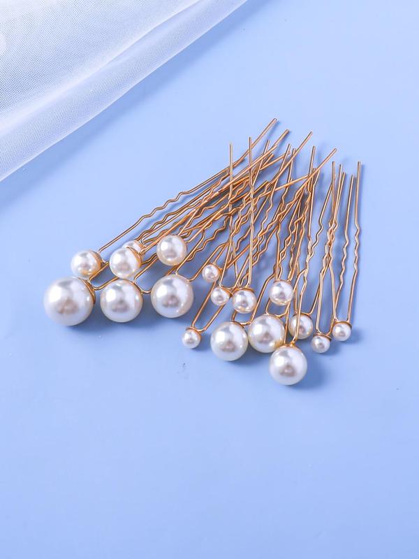 18pcs Faux Pearl Decorated Hair Pin, Elegant Wedding Hair Accessories for Bridesmaid, Bridal Headwear Jewelry