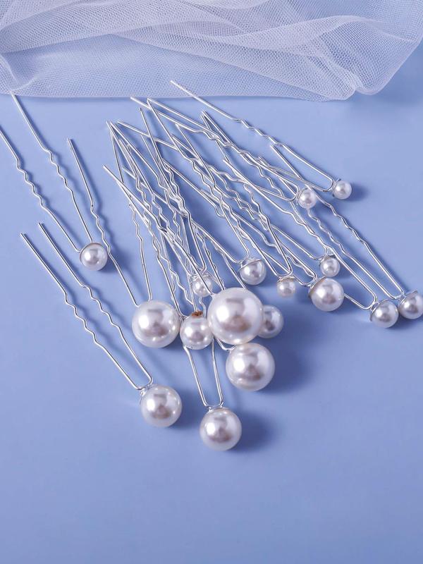 18pcs Faux Pearl Decorated Hair Pin, Elegant Wedding Hair Accessories for Bridesmaid, Bridal Headwear Jewelry