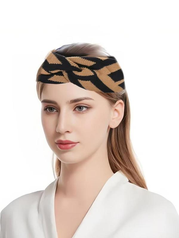 Women's Elegant Striped Pattern Hair Band, Retro Fashion Wide Edge Hair Band, Fashionable Hair Accessories for Women & Girls