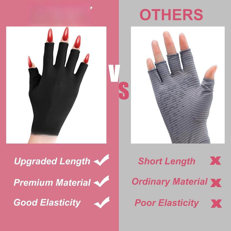 UV Gloves for Nails,  Length UV Light Gloves for Gel Nails UPF99+ UV Gloves  Care UV Protection Gloves Professional Manicure Gloves UV Protection UV  Gloves (Black)