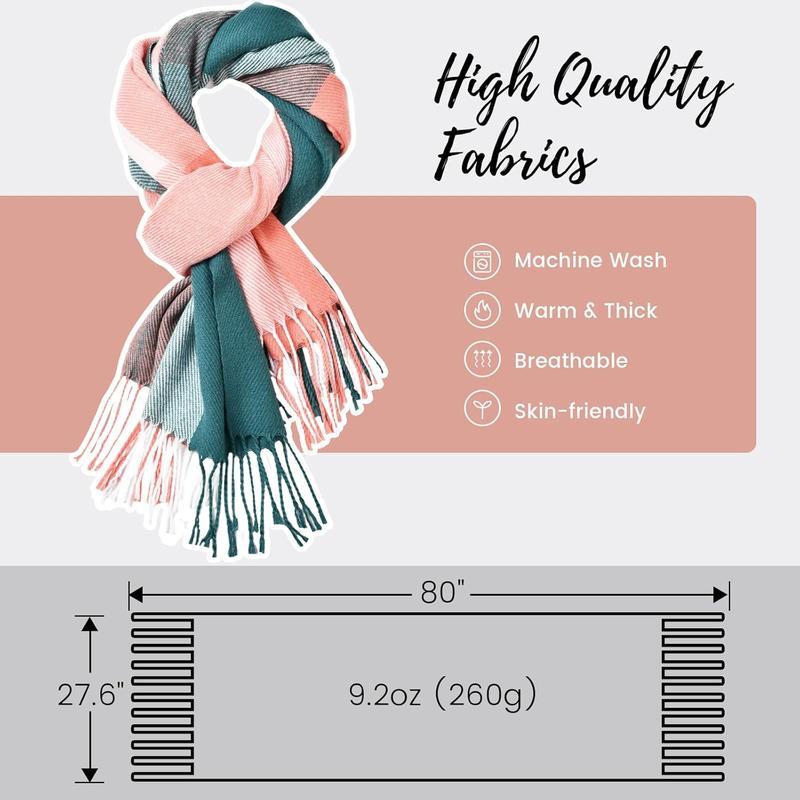 Womens Winter Scarf, Fashion Cashmere Feel Plaid Scarfs for Women, Pashmina Shawls and Wraps, Long Blanket Scarf