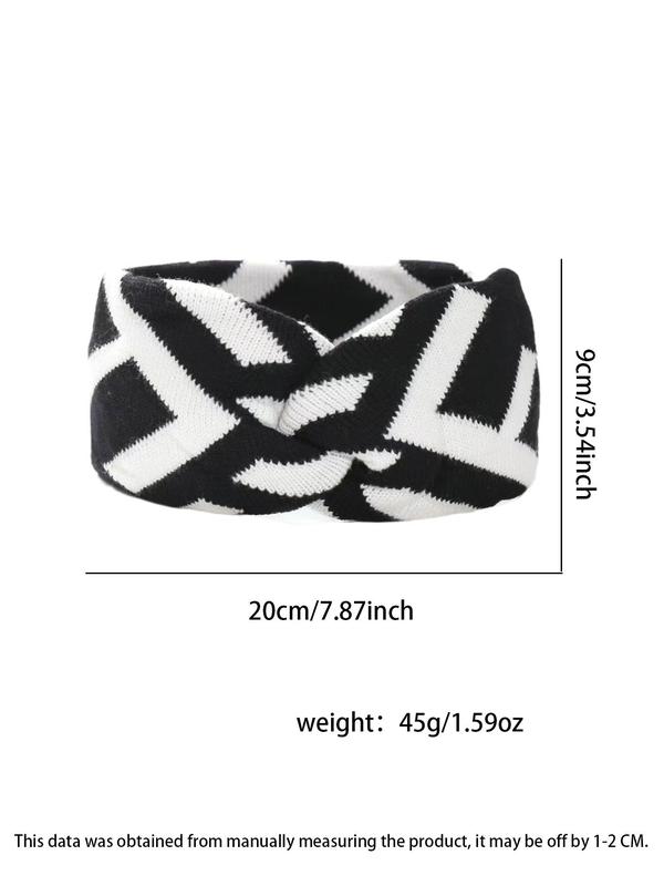 Women's Elegant Striped Pattern Hair Band, Retro Fashion Wide Edge Hair Band, Fashionable Hair Accessories for Women & Girls