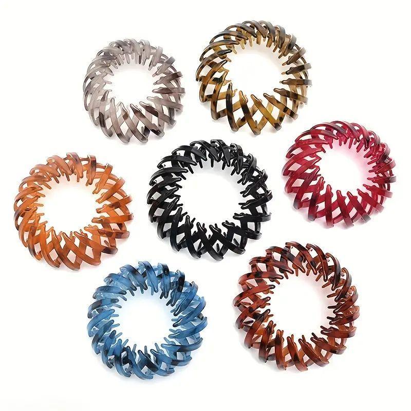 Multicolor Bird's Nest Hair Bun Maker, 7 Counts set Ponytail Holder, Simple Headwear Bun Hair Ring, Lazy Hair Accessories for Women & Girls