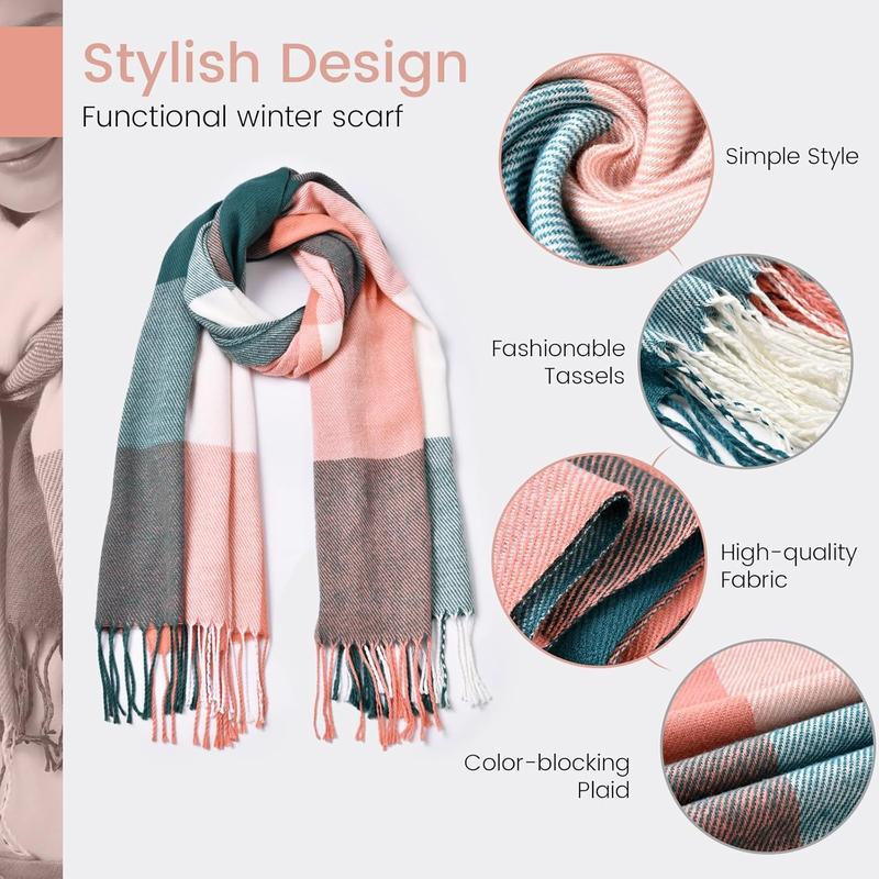 Womens Winter Scarf, Fashion Cashmere Feel Plaid Scarfs for Women, Pashmina Shawls and Wraps, Long Blanket Scarf